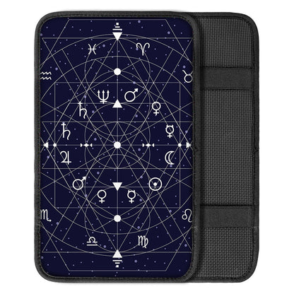 Geometric Zodiac Signs Print Car Center Console Cover