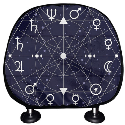 Geometric Zodiac Signs Print Car Headrest Covers