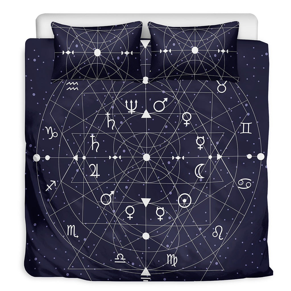 Geometric Zodiac Signs Print Duvet Cover Bedding Set