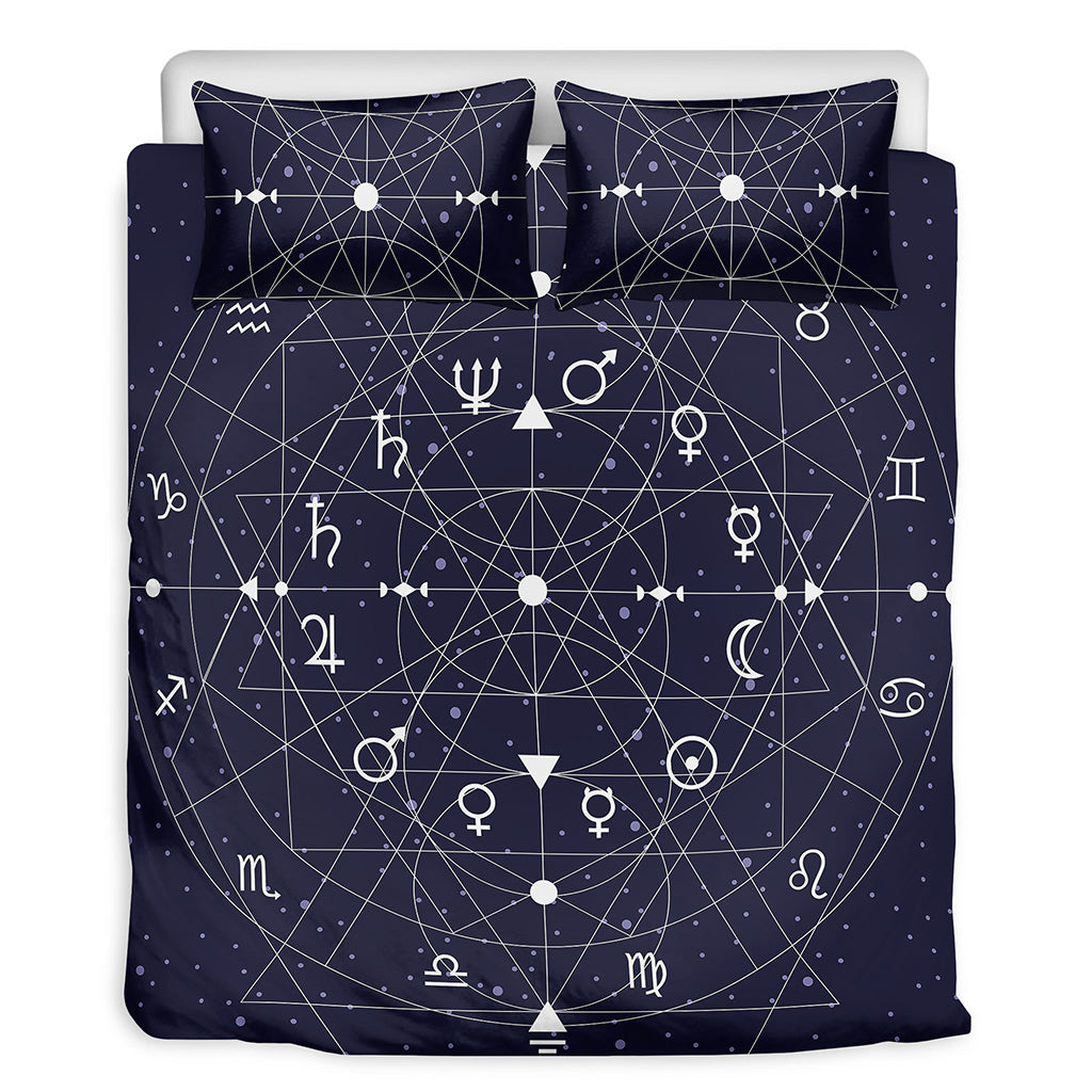 Geometric Zodiac Signs Print Duvet Cover Bedding Set