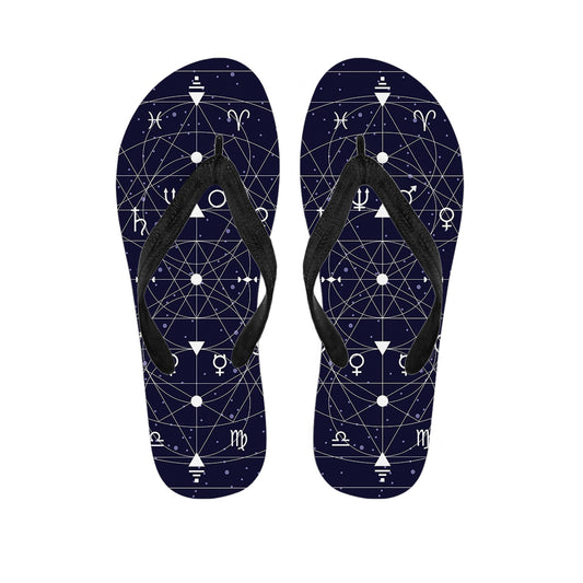 Geometric Zodiac Signs Print Flip Flops