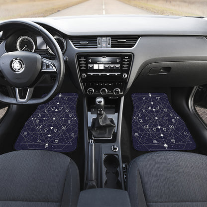 Geometric Zodiac Signs Print Front and Back Car Floor Mats