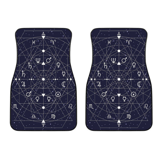 Geometric Zodiac Signs Print Front Car Floor Mats