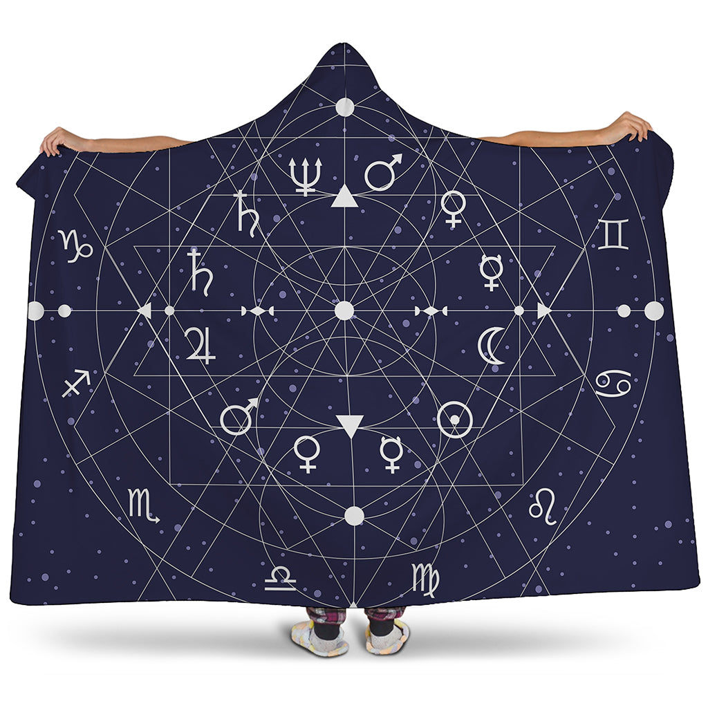 Geometric Zodiac Signs Print Hooded Blanket