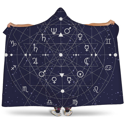 Geometric Zodiac Signs Print Hooded Blanket