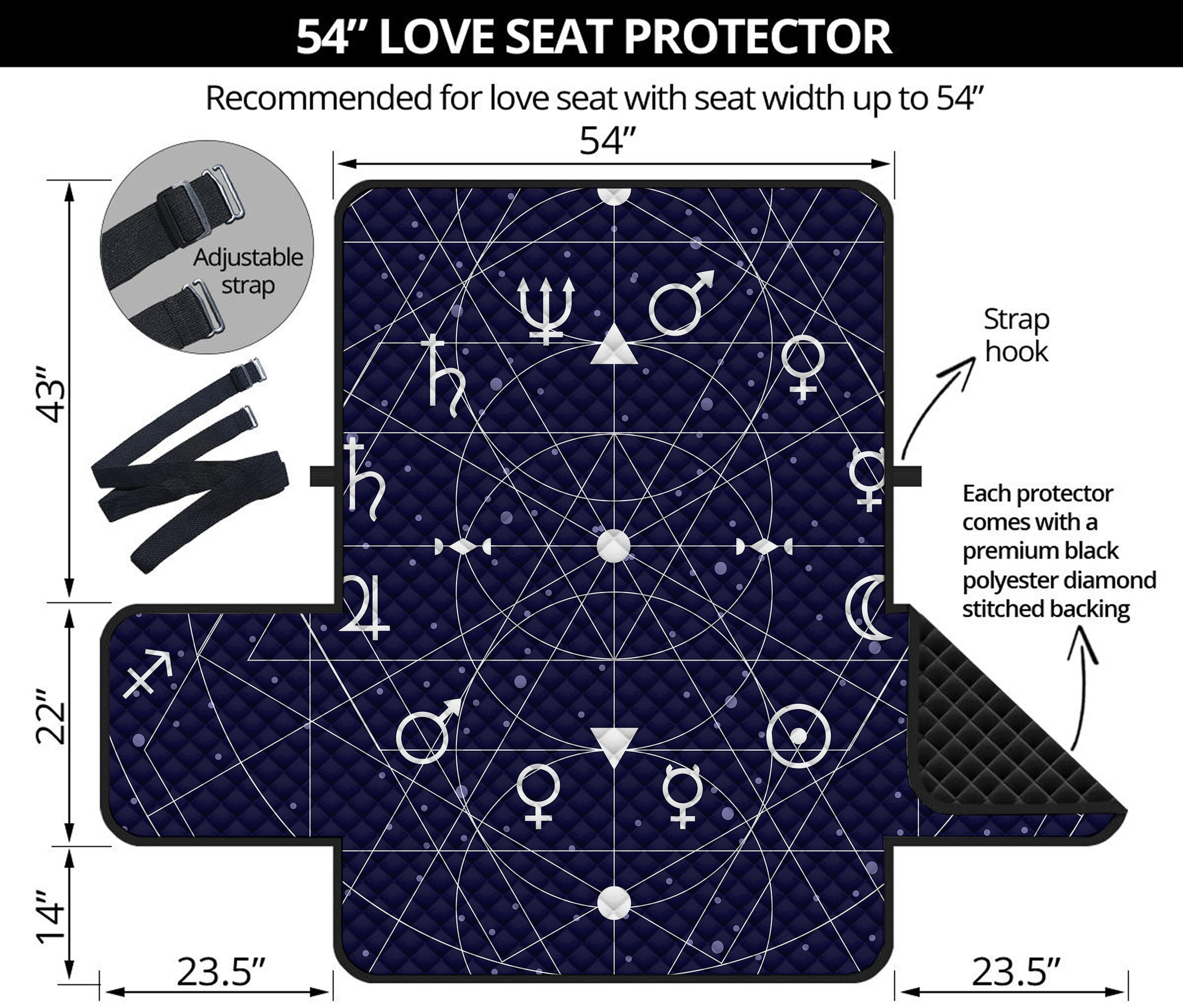 Geometric Zodiac Signs Print Loveseat Protector