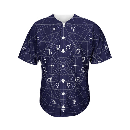 Geometric Zodiac Signs Print Men's Baseball Jersey