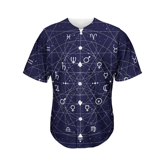 Geometric Zodiac Signs Print Men's Baseball Jersey