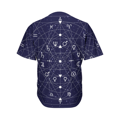 Geometric Zodiac Signs Print Men's Baseball Jersey