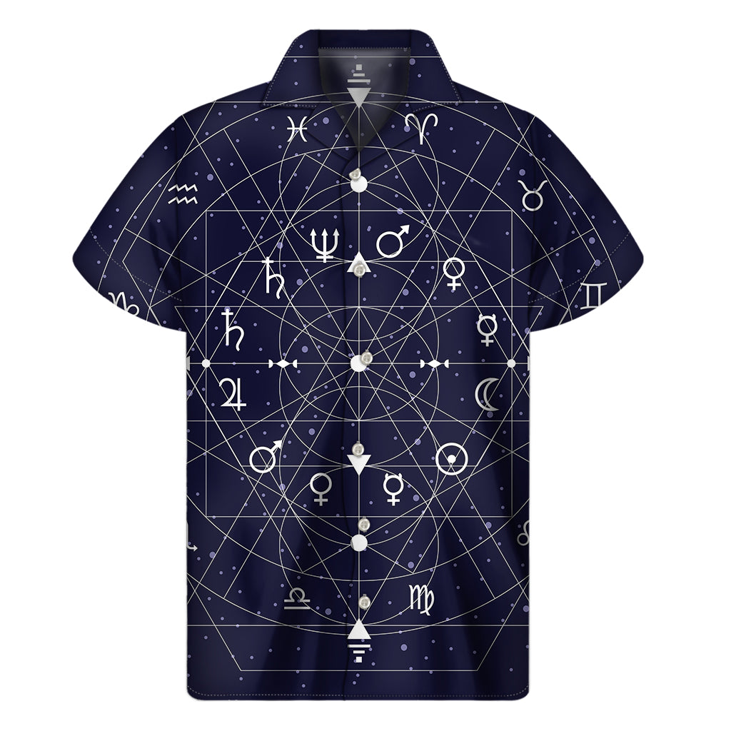 Geometric Zodiac Signs Print Men's Short Sleeve Shirt