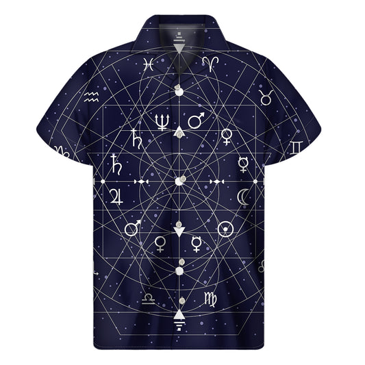 Geometric Zodiac Signs Print Men's Short Sleeve Shirt