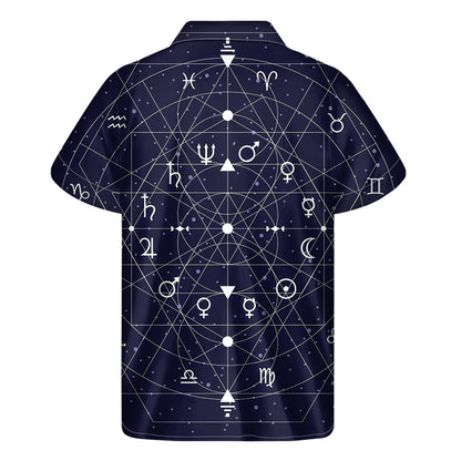 Geometric Zodiac Signs Print Men's Short Sleeve Shirt