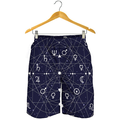 Geometric Zodiac Signs Print Men's Shorts