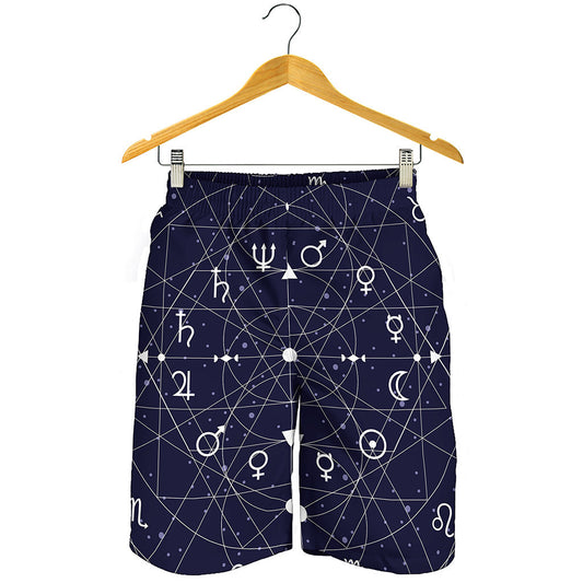 Geometric Zodiac Signs Print Men's Shorts