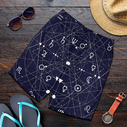 Geometric Zodiac Signs Print Men's Shorts