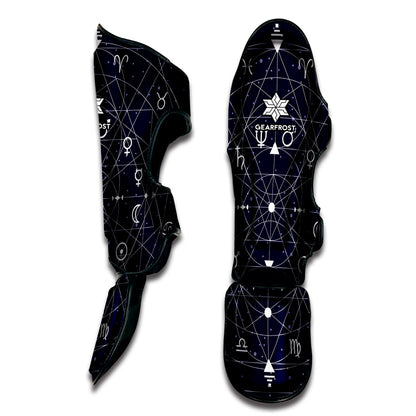 Geometric Zodiac Signs Print Muay Thai Shin Guard