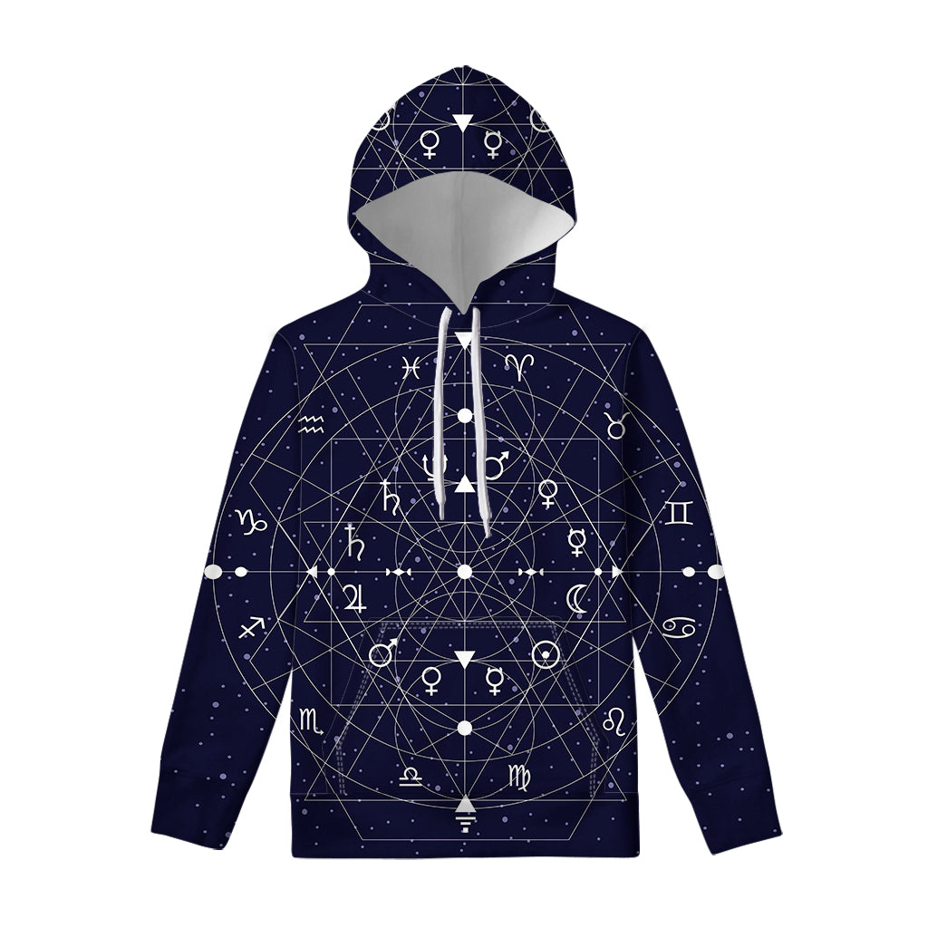 Geometric Zodiac Signs Print Pullover Hoodie