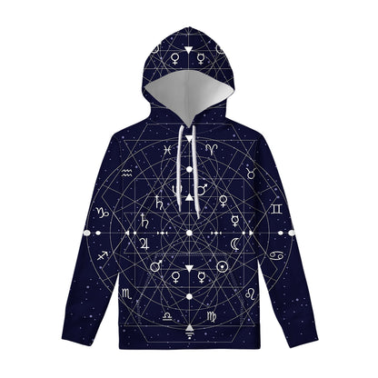 Geometric Zodiac Signs Print Pullover Hoodie