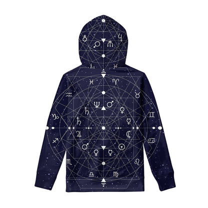 Geometric Zodiac Signs Print Pullover Hoodie