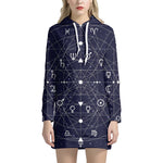 Geometric Zodiac Signs Print Pullover Hoodie Dress