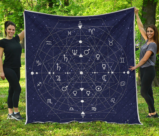 Geometric Zodiac Signs Print Quilt