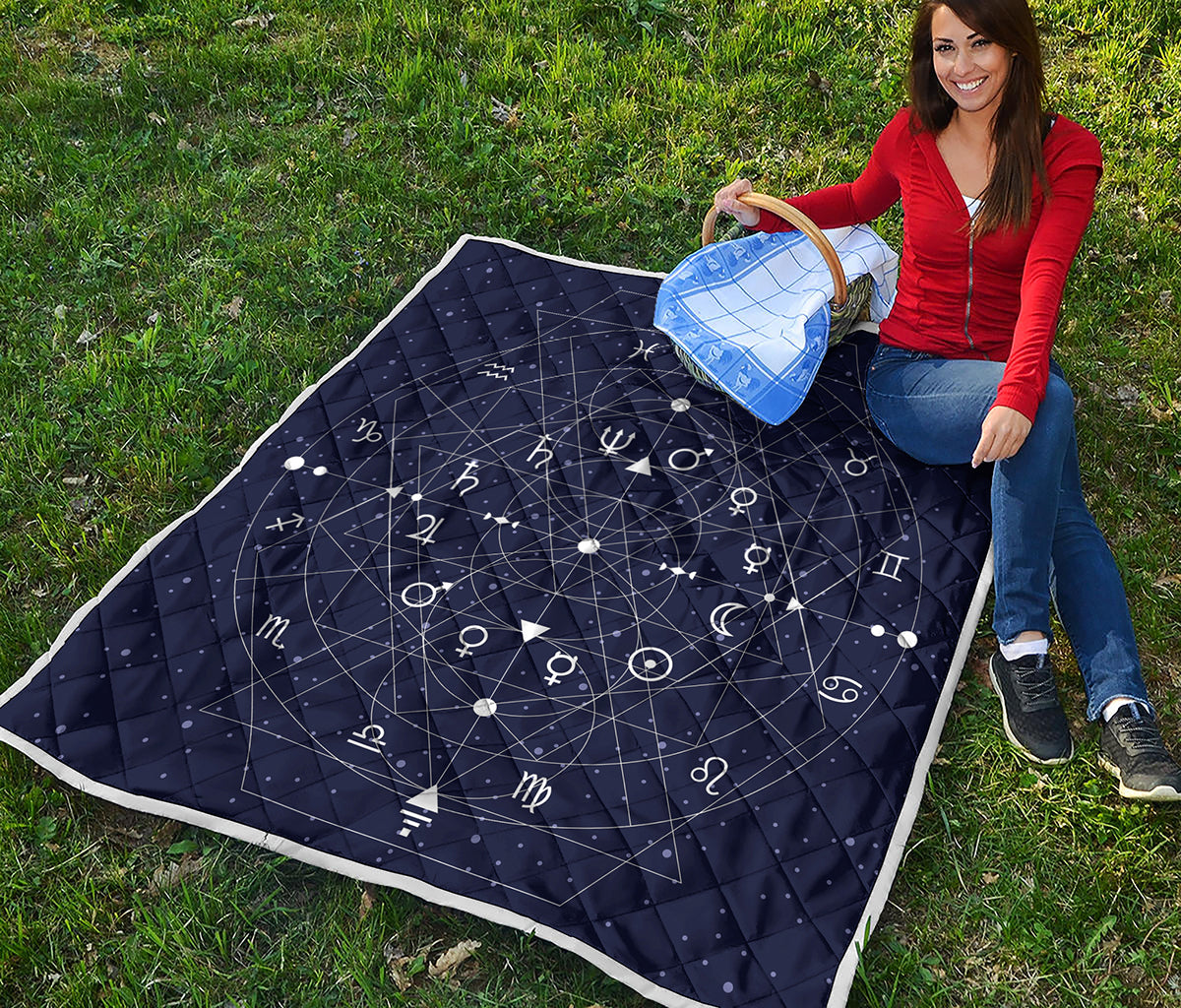 Geometric Zodiac Signs Print Quilt