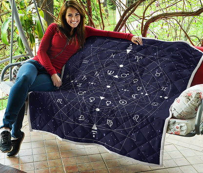 Geometric Zodiac Signs Print Quilt