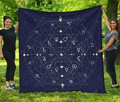 Geometric Zodiac Signs Print Quilt