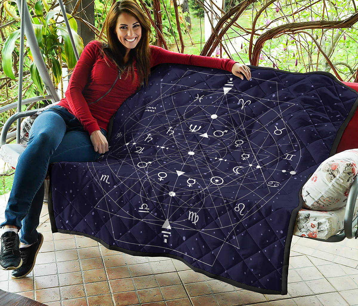 Geometric Zodiac Signs Print Quilt