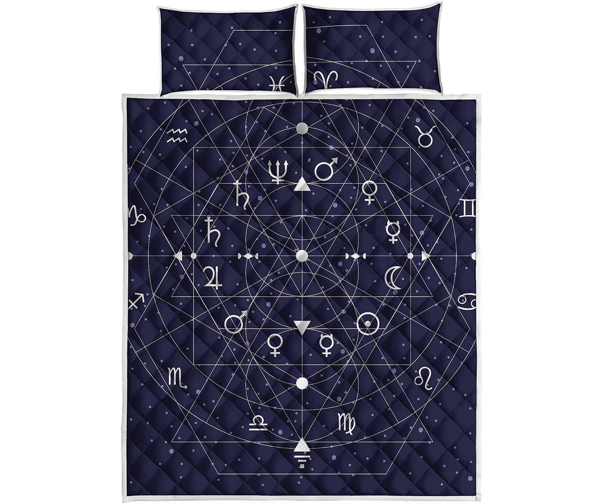 Geometric Zodiac Signs Print Quilt Bed Set