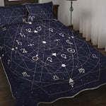 Geometric Zodiac Signs Print Quilt Bed Set