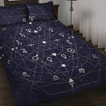 Geometric Zodiac Signs Print Quilt Bed Set