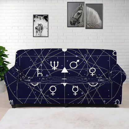 Geometric Zodiac Signs Print Sofa Cover