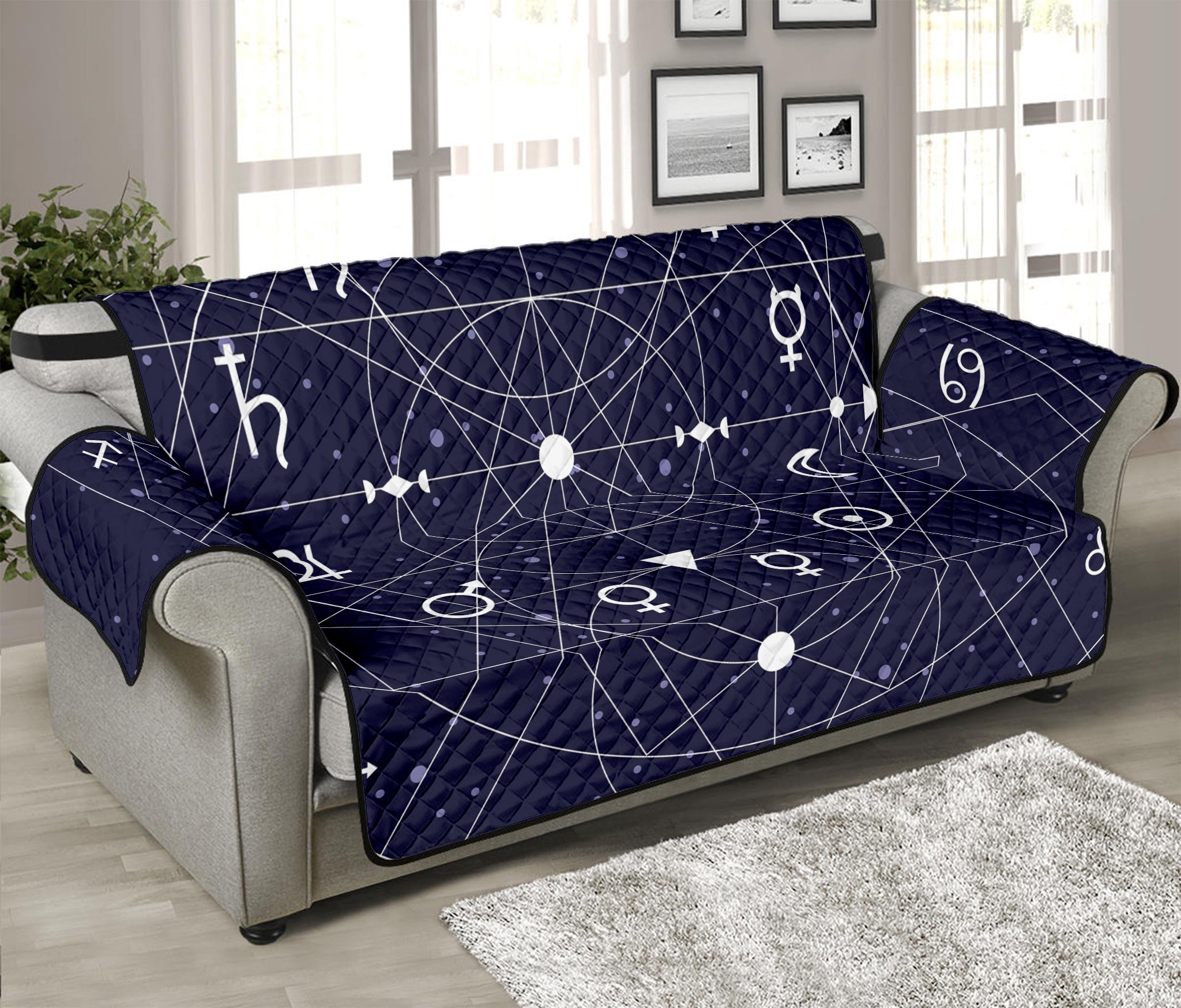 Geometric Zodiac Signs Print Sofa Protector