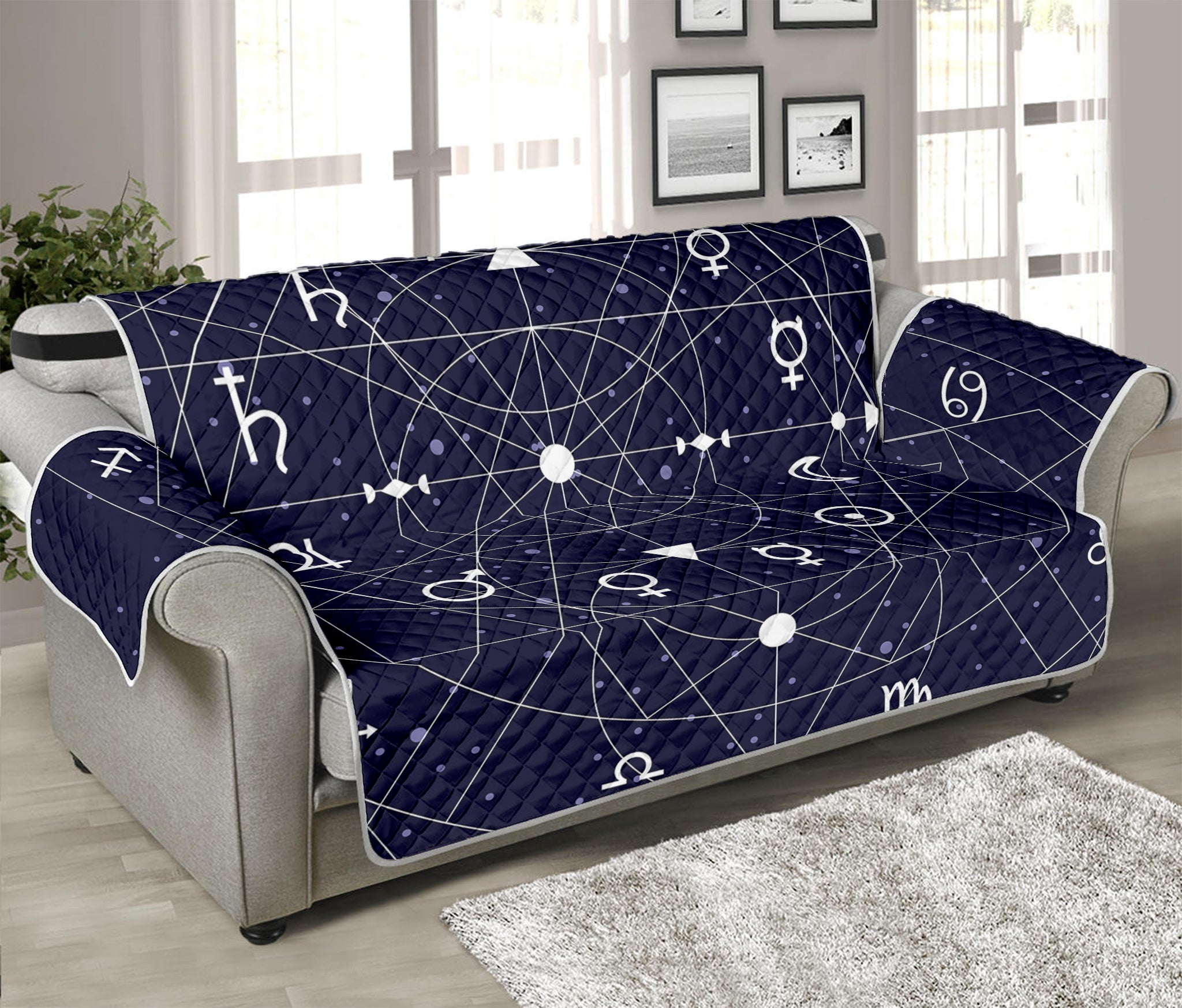 Geometric Zodiac Signs Print Sofa Protector