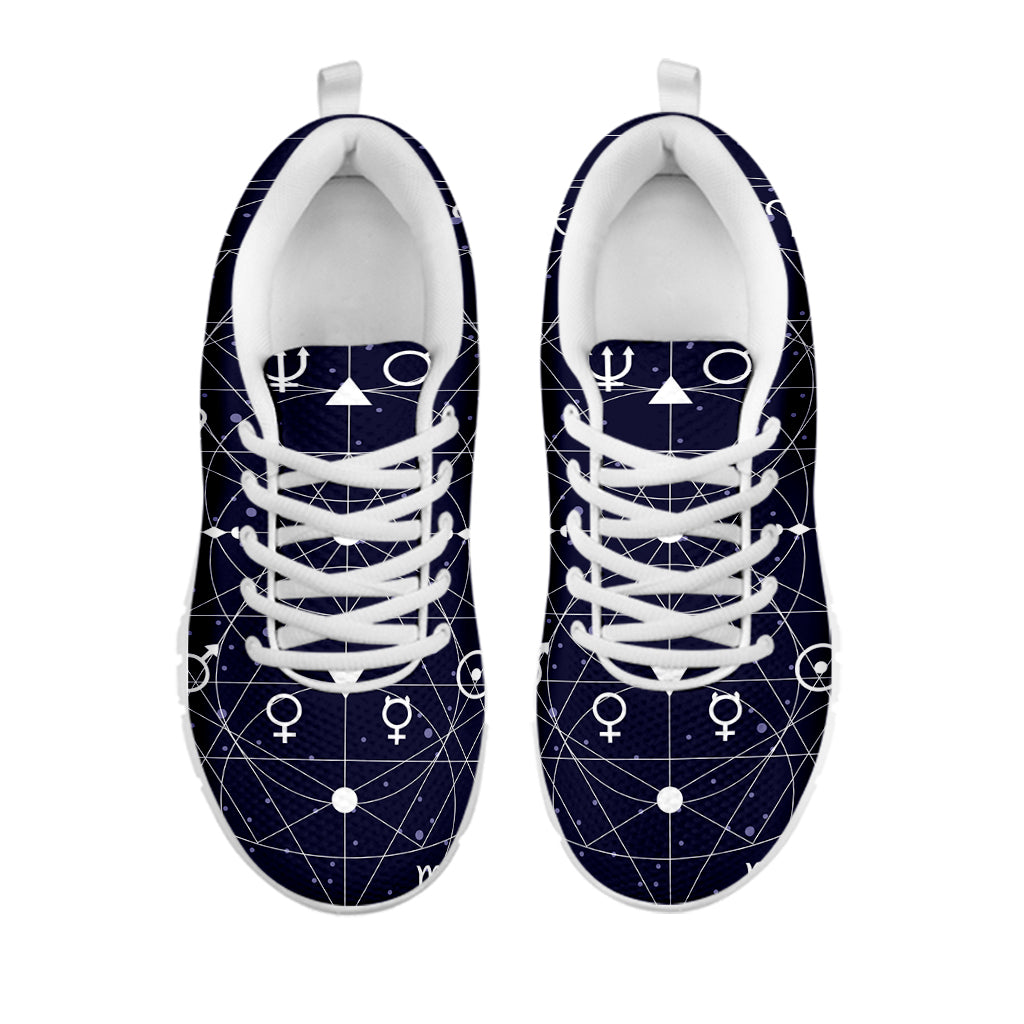 Geometric Zodiac Signs Print White Sneakers