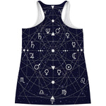 Geometric Zodiac Signs Print Women's Racerback Tank Top