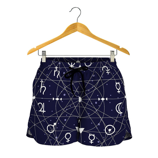 Geometric Zodiac Signs Print Women's Shorts