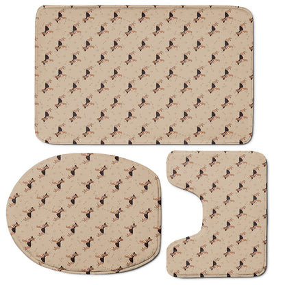 German Shepherd Dog Pattern Print 3 Piece Bath Mat Set