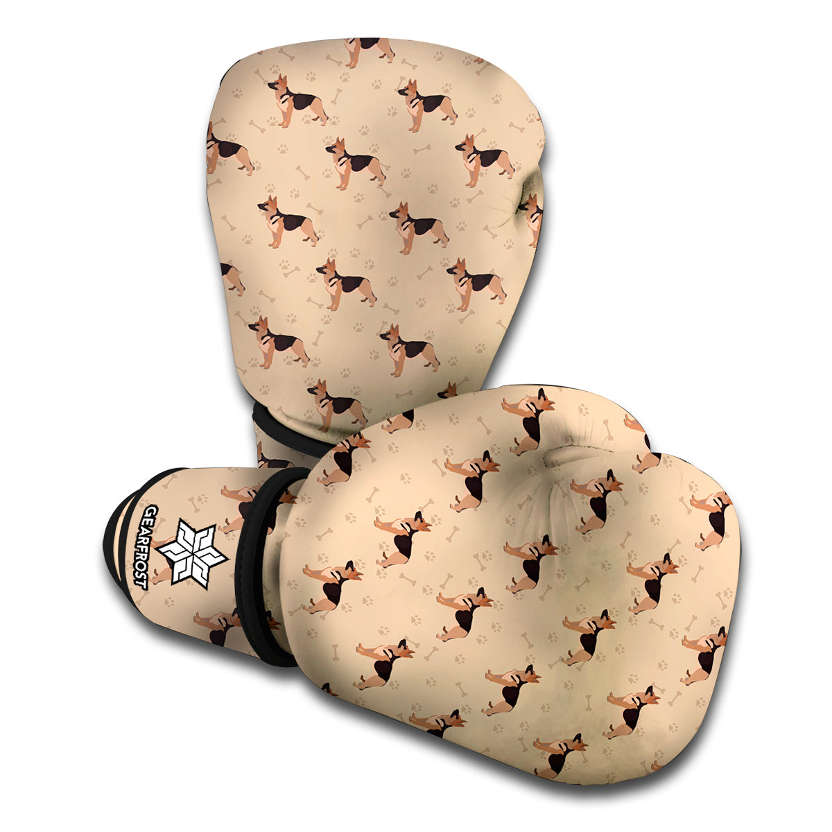 German Shepherd Dog Pattern Print Boxing Gloves