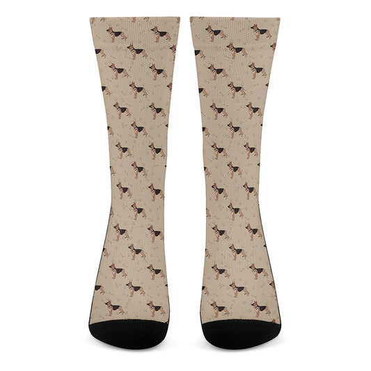 German Shepherd Dog Pattern Print Crew Socks