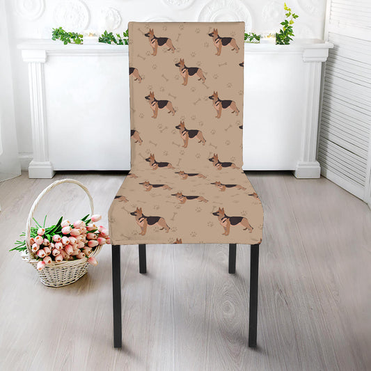 German Shepherd Dog Pattern Print Dining Chair Slipcover