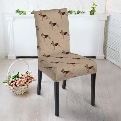 German Shepherd Dog Pattern Print Dining Chair Slipcover