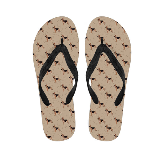 German Shepherd Dog Pattern Print Flip Flops