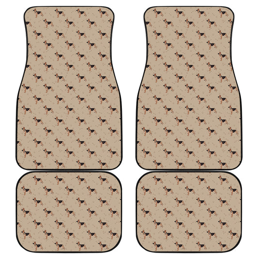 German Shepherd Dog Pattern Print Front and Back Car Floor Mats