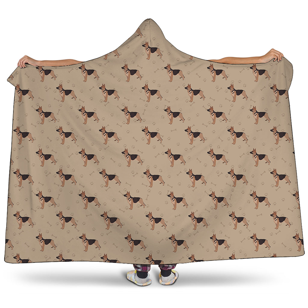 German Shepherd Dog Pattern Print Hooded Blanket