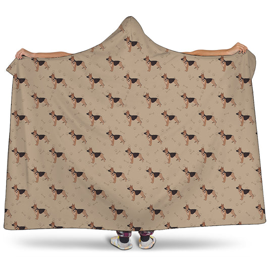 German Shepherd Dog Pattern Print Hooded Blanket