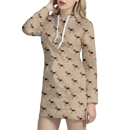 German Shepherd Dog Pattern Print Hoodie Dress