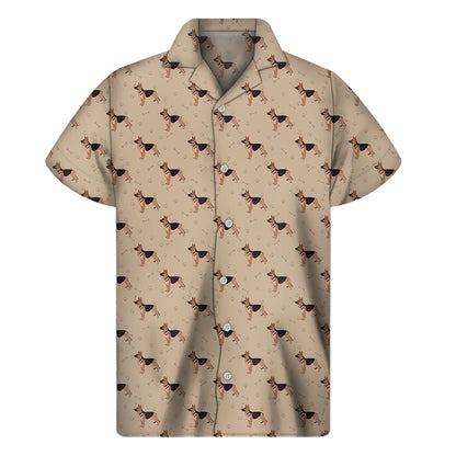 German Shepherd Dog Pattern Print Men's Short Sleeve Shirt