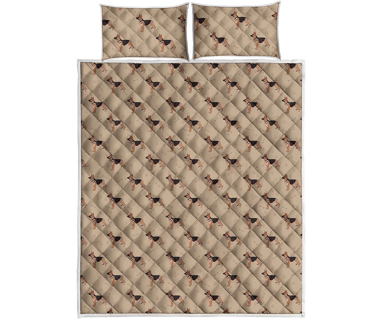 German Shepherd Dog Pattern Print Quilt Bed Set